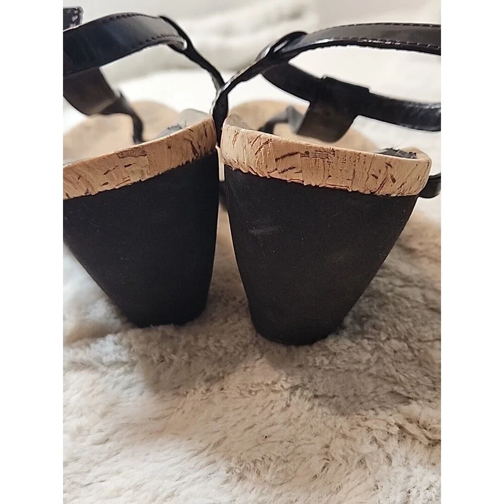 Lauren Ralph Lauren LRL Leather T strap Thong Wedge Rosalia Sandals Womens‎ 8 B